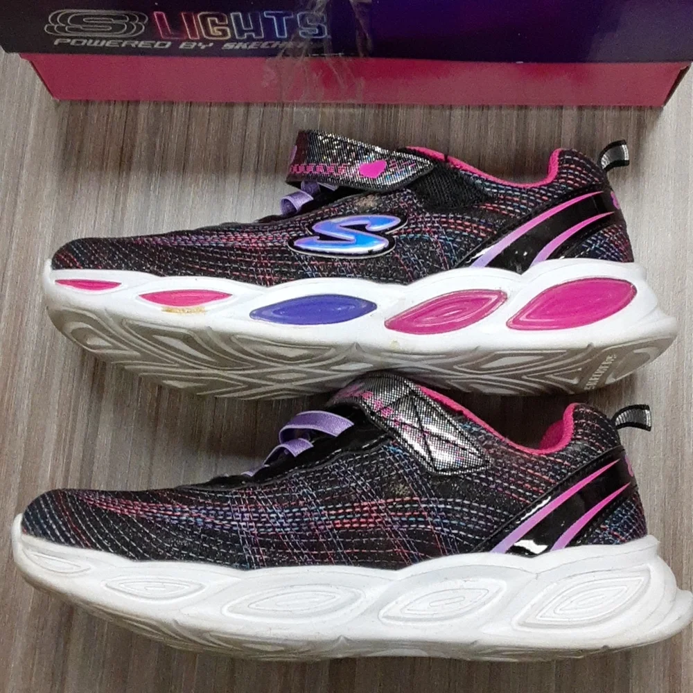 Skechers S Lights Shimmer Beams Sparkle Glitz Youth Light Up Shoes - Picture 5 of 9